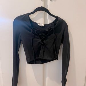 Forever 21 small long sleeve black crop top